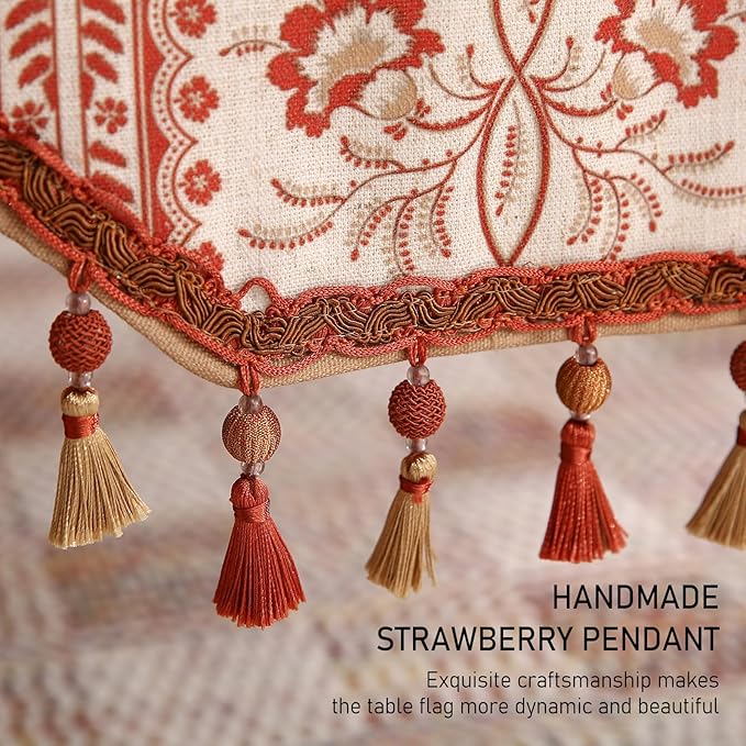 ISAENNE Designer Vintage Linen Table Runner 87 Inches Long,Red Floral Pattern Modern Decor Table Runners for Dining Tables,Thanksgiving,Kitchen Tables,Christmas,Banquet,12"*87"-Chamonix A