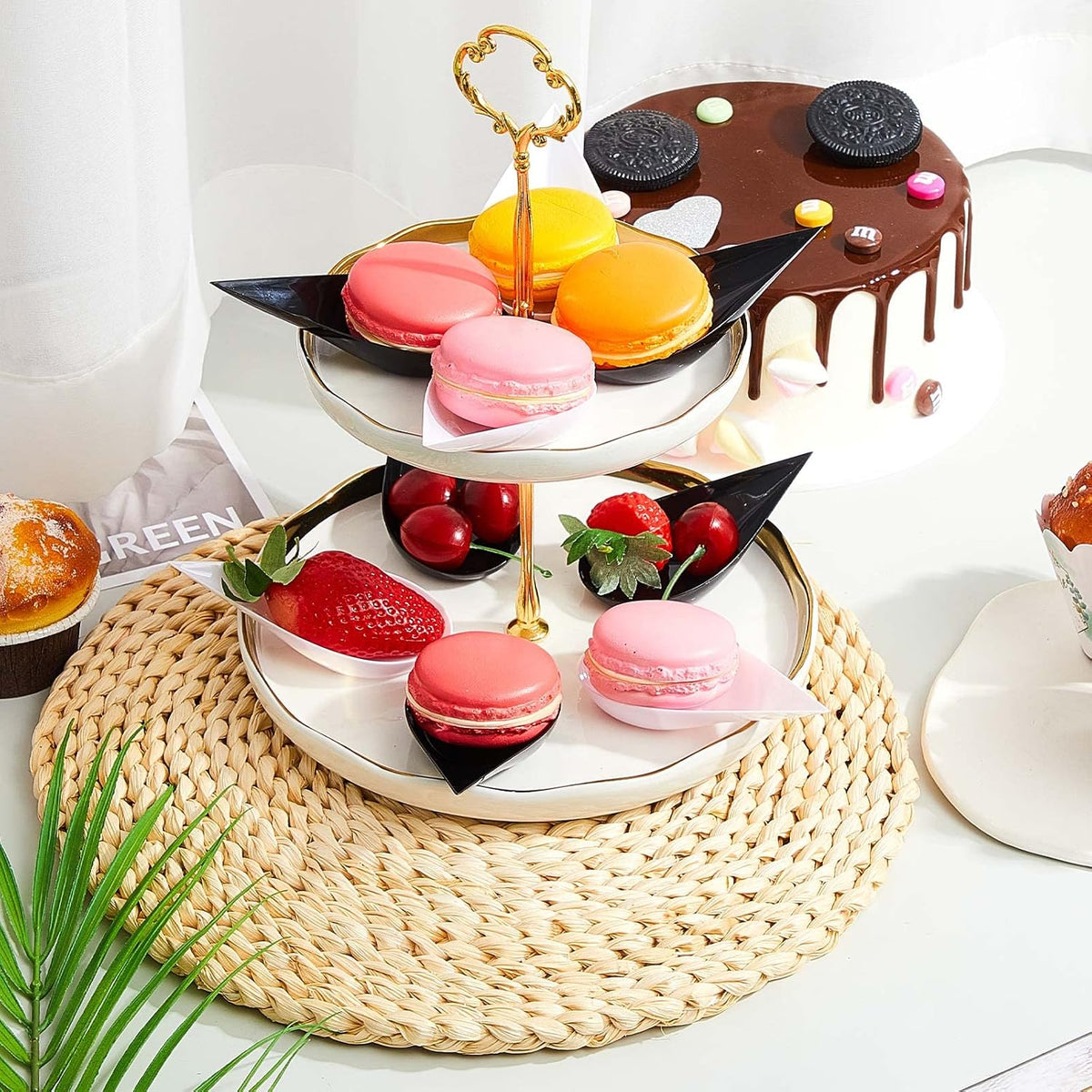 Tessco for you 800 Pcs 4" Mini Appetizer Plates, White, Black