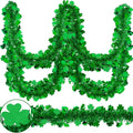 2 Pack St Patrick’s Day Tinsel Garland Decoration 66 Feet Hanging Metallic Green Shamrock Garland for Irish Festival Mantle Wall Window Decor