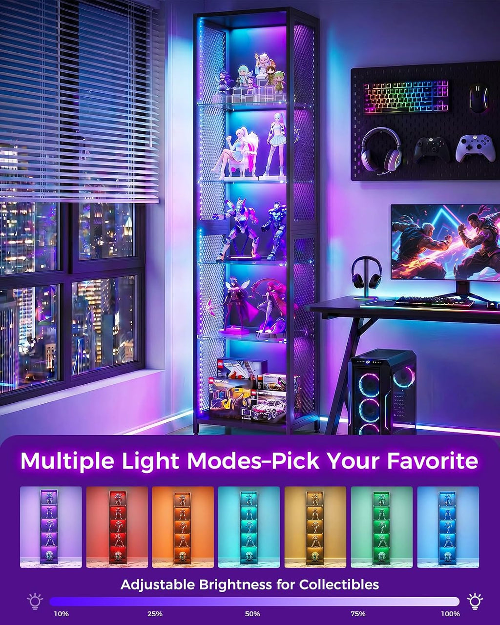 aodk 72" tall display case with led lights, package contents