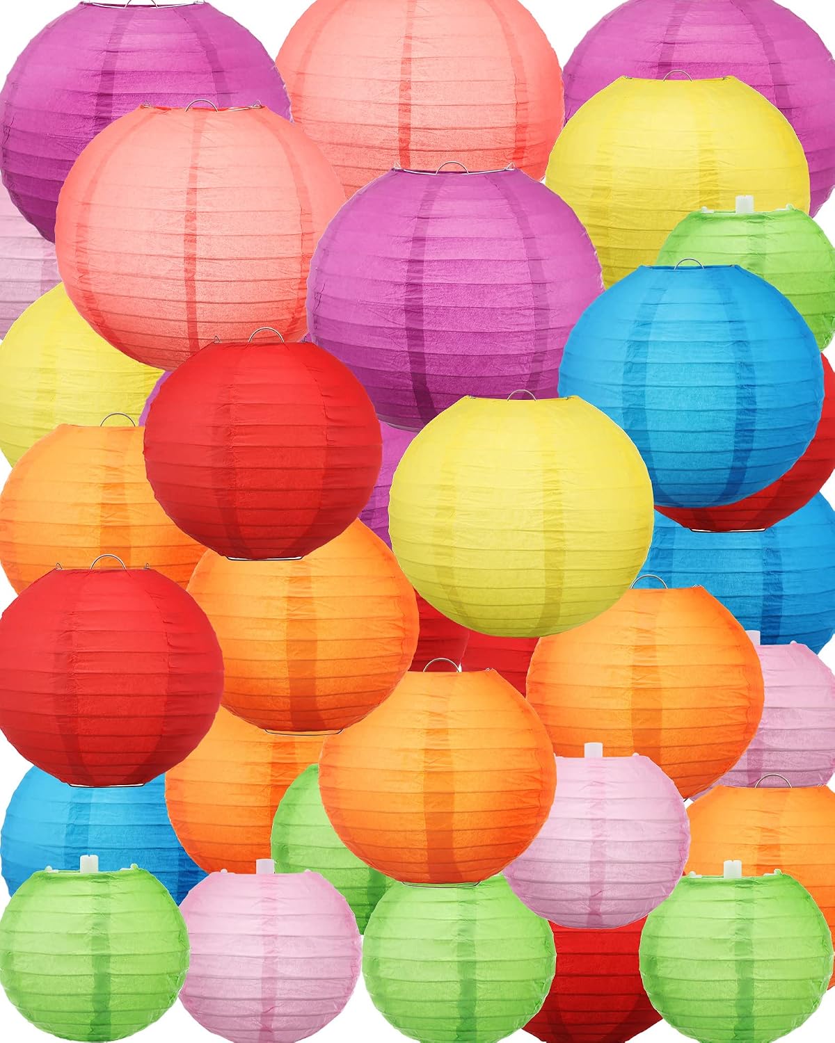 Treela 48 Pcs Paper Lanterns Party Decorations Round, Multicolor