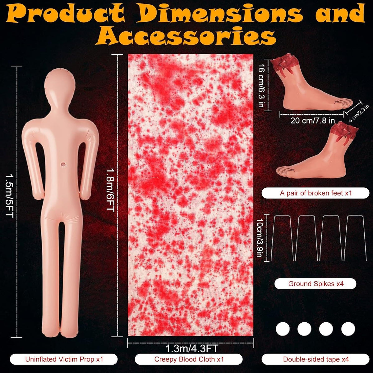 Halloween Decor – 5FT Bloody Corpse Prop, Lifesize Scary Dead Body Decoration...