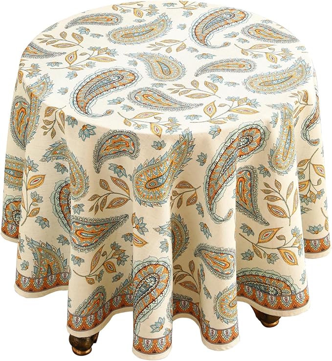 patdrea Designer Vintage French Table Cloth for Round Table,Italian Floral Tablecloth,Home Cover Fall Dacorative for Kitchen,Dining,Christmas,Thanksgiving,Tea Party,Diameter 67"-Lysaniya