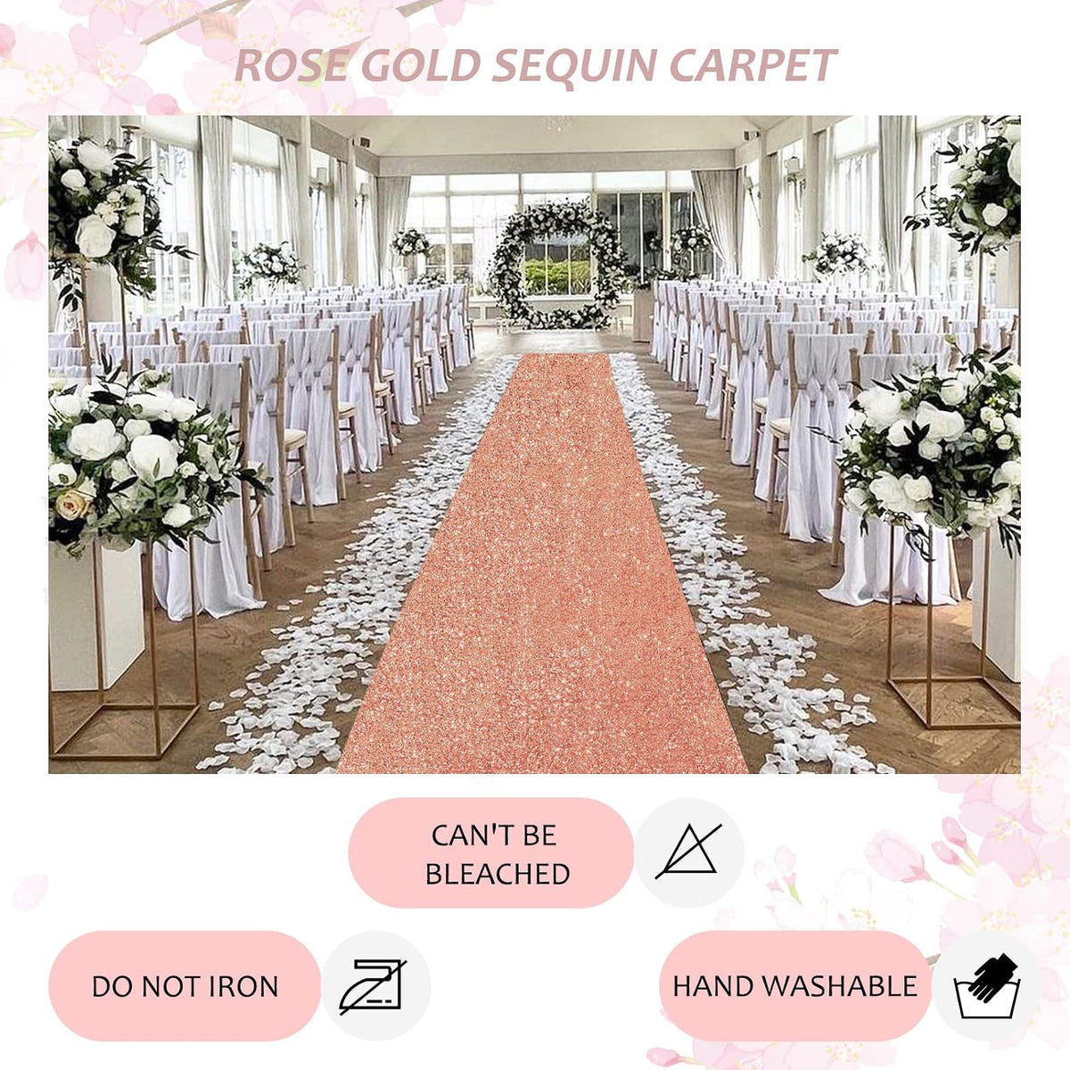 Aisle Runners 4FT×20FT - Rose Gold Sequin Aisle Runner Long Carpet Runner for...