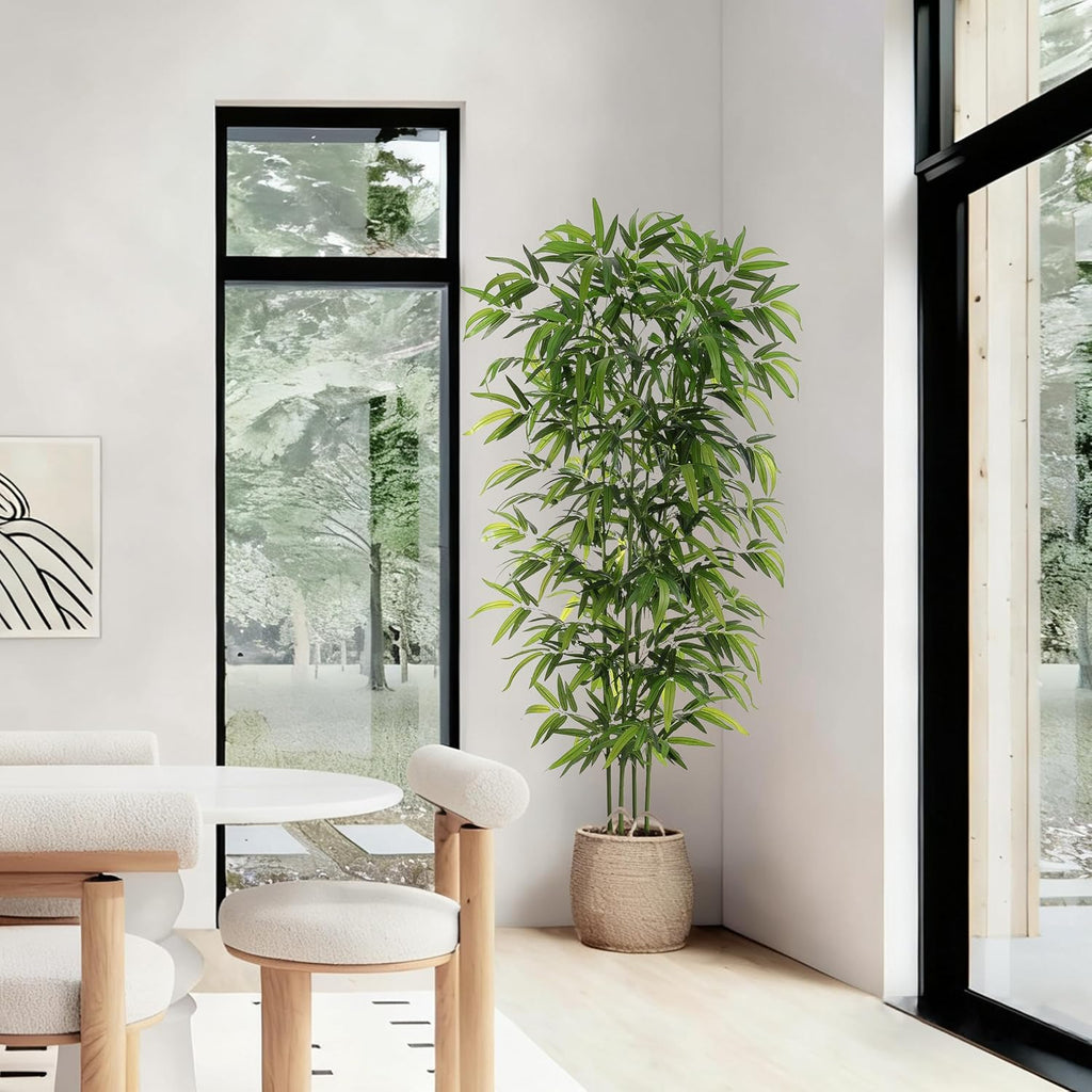 artificial bamboo tree: 6ft fake bamboo plant faux, front angle view