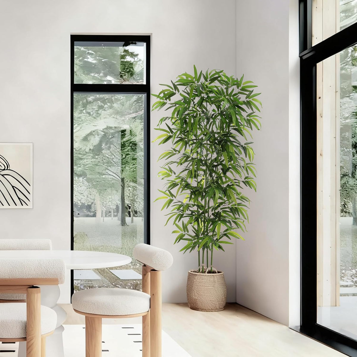 artificial bamboo tree: 6ft fake bamboo plant faux, front angle view