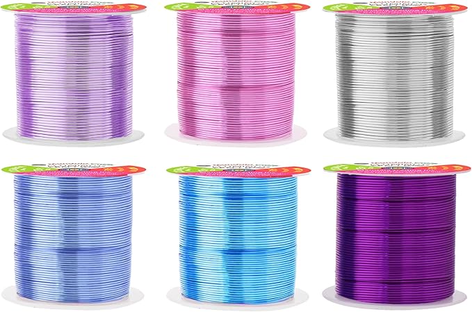 Mandala Crafts 22 Gauge Anodized Aluminum Craft Wire for Jewelry Making - 450 FT Colored Flexible Silver Lavender Purple Pink Ice Blue Turquoise Wire - Bendable for Bonsai Armature Crafting Sculpting