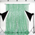 Eternal Beauty Mint Green Sequin Backdrop, 6x8 Ft Glitter Background Curtains for Shimmer Photography Party Wedding Birthday Back Drop Decor