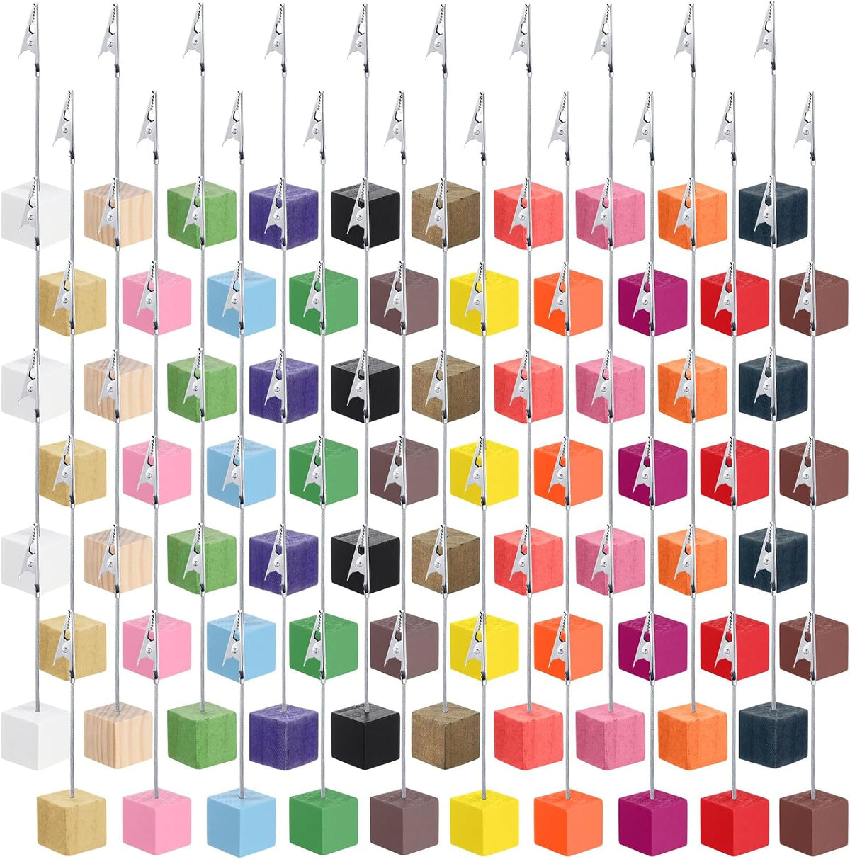 100 Pcs Cube Base Memo Clip Holder with Alligator Clip, Multi Color