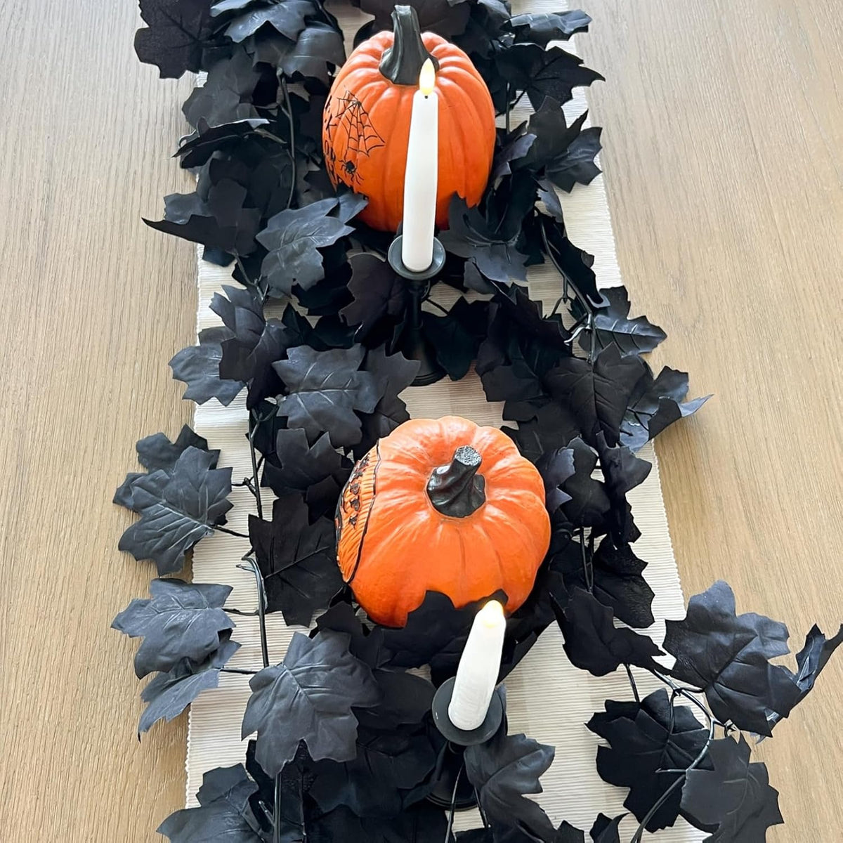 CQURE 14 Pack Black Fall Leaf Garland, Total 82.6Ft Halloween Garland Hanging...