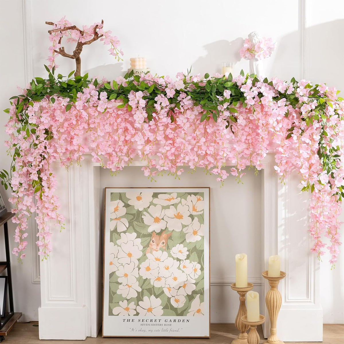 u'artlines 10pcs 7.2 ft/piece artificial wisteria garland light shown in use