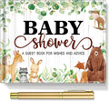 Fuyoooo 27 Pcs Woodland Animal Baby Shower Guest Book Set Baby Shower Sign in Guest Floral Book Place Table Cards with Gold Pen Adhesive Photo Corner for Birthday Party