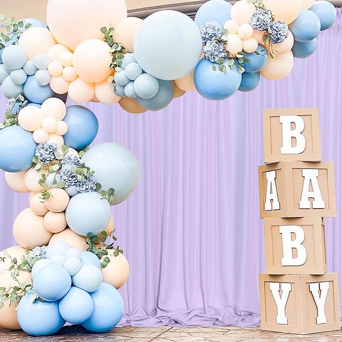 MEETSKY Lavender Backdrop Curtain for Parties Wedding Light Purple Background Curtains Backdrop Rod Pocket Drapes Fabric Decoration for Birthday Gril Party Baby Shower Photoshoot, 5ft x 10ft, 2 Panels