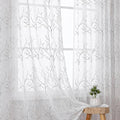 VISIONTEX Sheer Curtains 95 inch Length 2 Panels Set, Decorative Grey Coral Embroidery, Rod Pocket Embroidered Window Drapes for Living Room and Bedroom, 54" x 95"