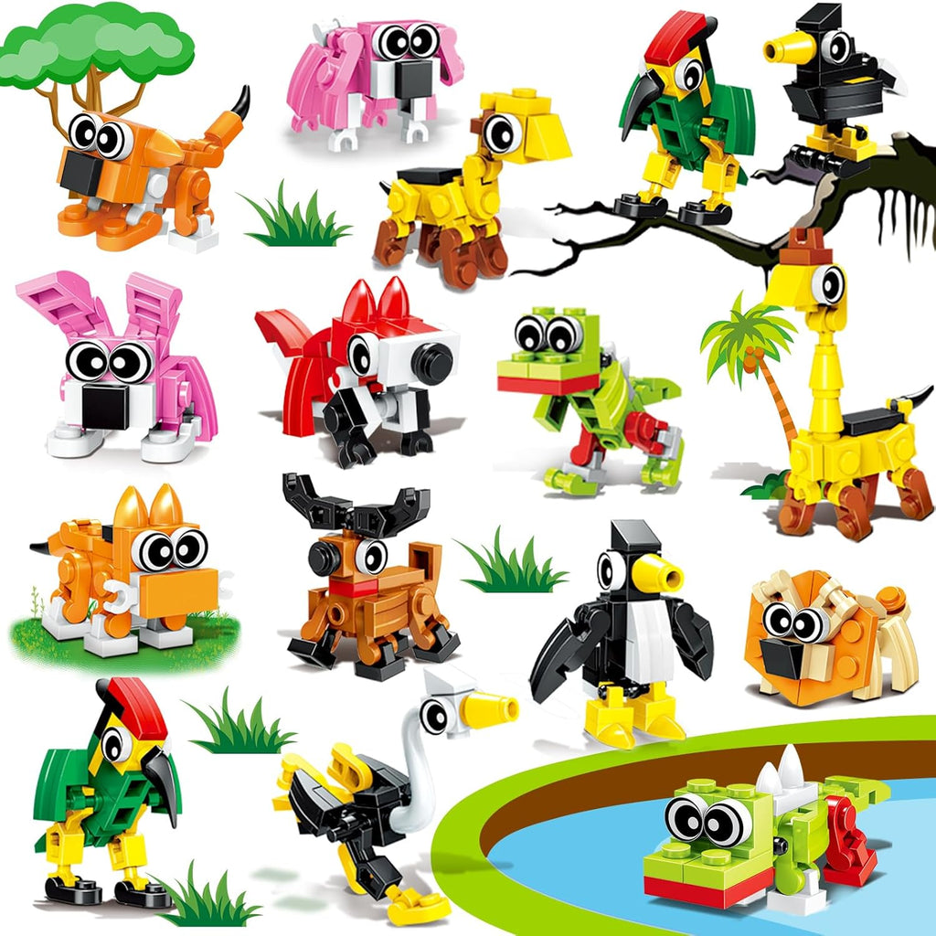 20PCS Mini Animal Building Blocks Party Favors for Kids 4-8 8-12 Goodie Treat Bag Stuffers Classroom Treasure Box Toys Carnival Prizes Bulk Pinata Fillers Birthday Trinket Back to School Student Gifts
