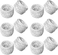 Handmade White Round Mesh Napkin Rings Holder for Dinning Table Parties Everyday, Set of 12