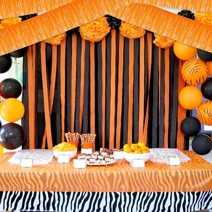 10 Pack 10 Feet Foil Fringe Garland Metallic Tinsel Streamers Banner Wall Hanging Curtain Backdrop for Parade Floats, Bachelorette, Wedding, Birthday, Halloween, Christmas Party Decorations(Orange)