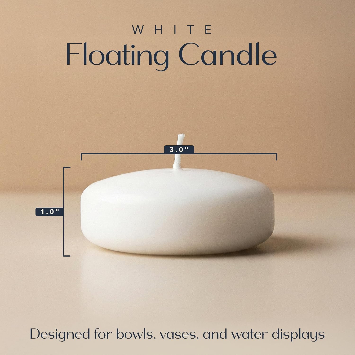 Floating Candles 3 inch White, Unscented Dripless Wax Discs | Made in USA Long Burning Floating Candles for Centerpieces 8-10 Hour Burn Time, Weddings, Parties, Home Décor & Holidays - Royal Imports
