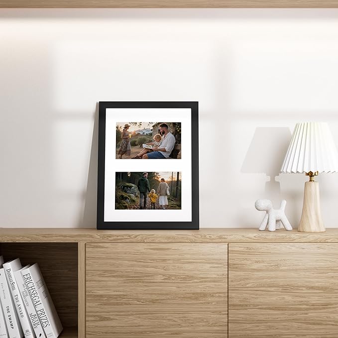 Vittanly 8.5x11 Collage Picture Frame, Displays 2Pcs 5x7 Pictures with Mat, Picture Frames Collage Wall Decor for Horizontal or Vertical Display, Black, 1 Pack