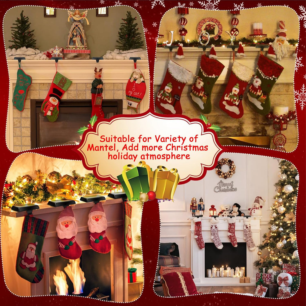 Homjoy 6 Pack Metal Christmas Stocking Holders for Mantle Heavy Duty Stocking Hangers Stocking Hook Christmas Ornaments for Counter Tables Window Fireplace Mantle Decoration (Black)