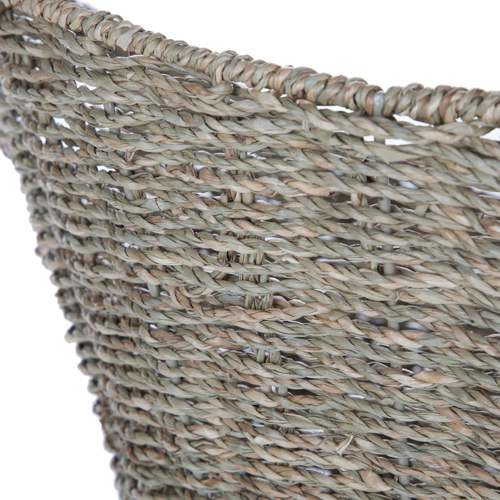 Oval Natural Seagrass Storage Basket with Cut-Out Handles