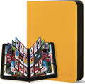 9 Pocket Card Binder, 540 Premium Zip Trading Card Binder, Double-sided Side Loading Card Collection Binder Album, Durable Leather Cover, Ringless Card Folder for Gifts, MTG, TCG, Sport Cards, Yellow