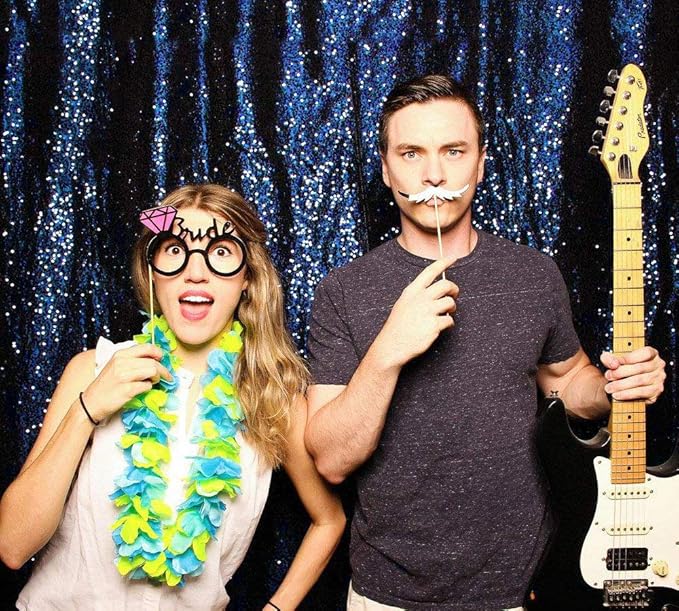 JYFLZQ Navy Blue Sequin Backdrop Curtains 7ft x 7ft 1 Panel Glitter Photo Booth Backdrops Sparkly Photography Background Drapes for Parties Wedding Bridal Showers