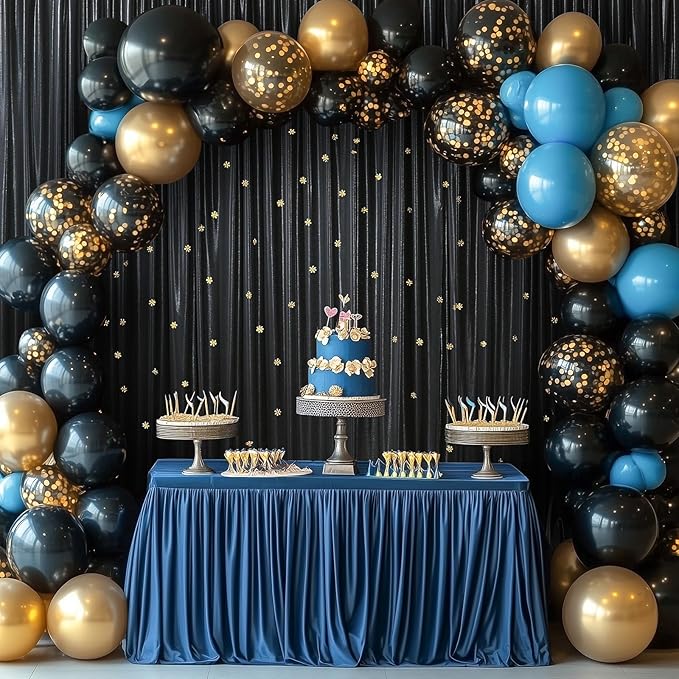 30ftx10ft Black Sequin Backdrop Curtain for Parties, Wrinkle Free Glitter Photo Backdrop Drapes 6 Panels 5x10FT Back Drop Cloth Shimmer Fabric for Wedding Birthday Photography Background