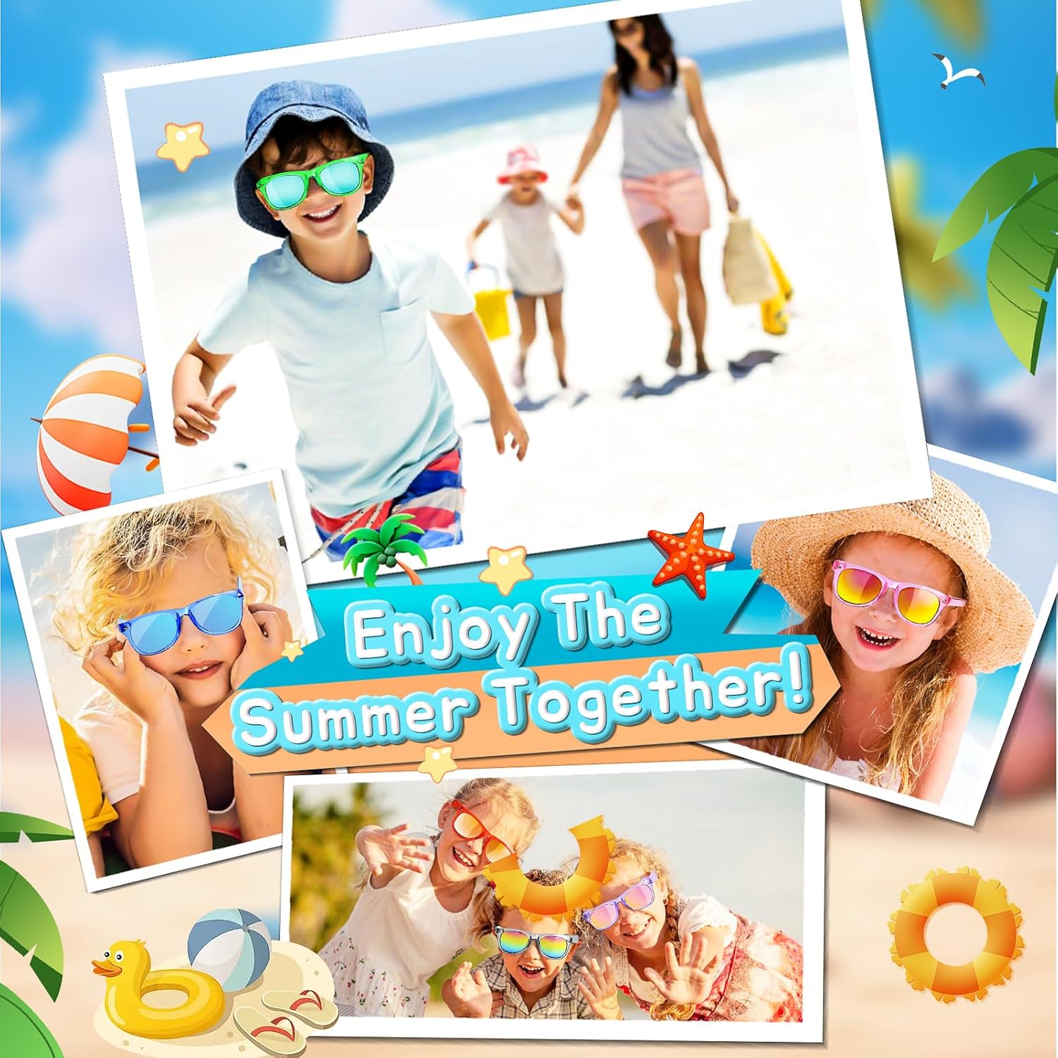 GKTZ Kids Sunglasses Party Favors - Boys Girls Valentines Day Gifts, Neon Sunglasses with UV 400 Protection for Kids Classroom Favors Birthday Goodie Bags Stuffers - 16 Packs