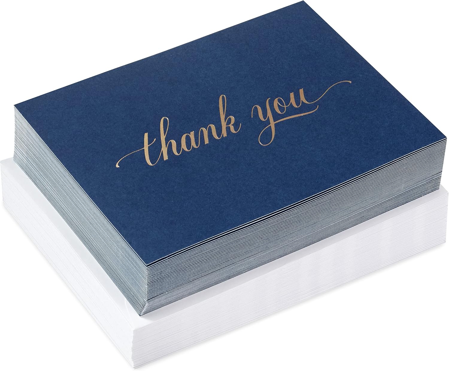 Hallmark Thank You Cards, Silver Foil, 40 Cards with Envelopes | Navy Design, Blank Inside, 5.2 X 3.75 Inch, High Quality, Well-managed Forests