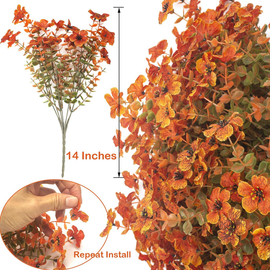 grunyia 16 bundles artificial fall flowers for outdoors shown in use