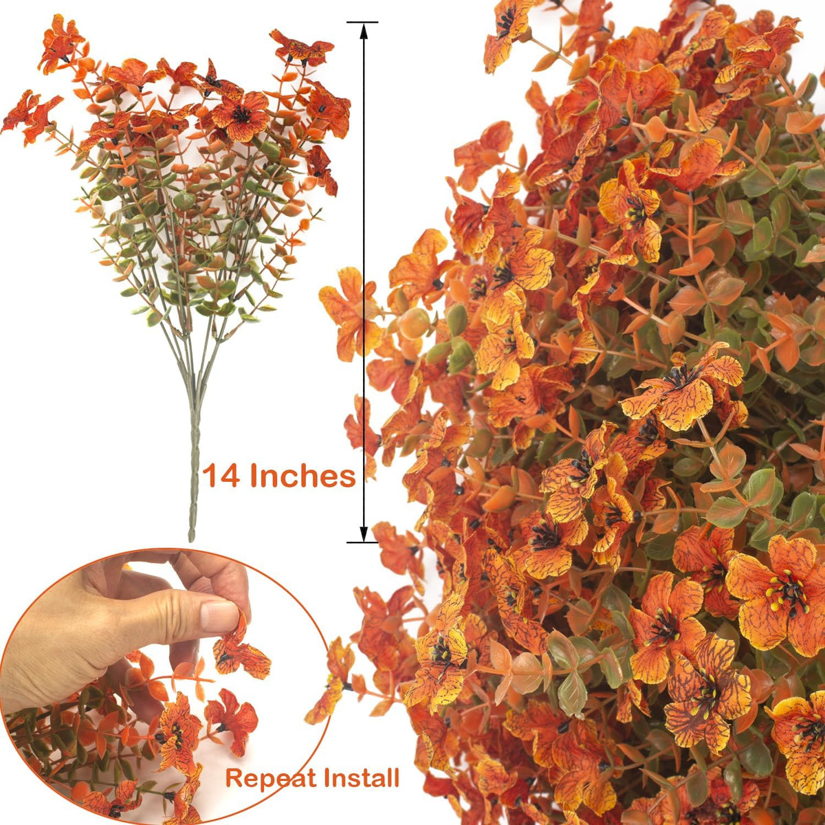 grunyia 16 bundles artificial fall flowers for outdoors shown in use