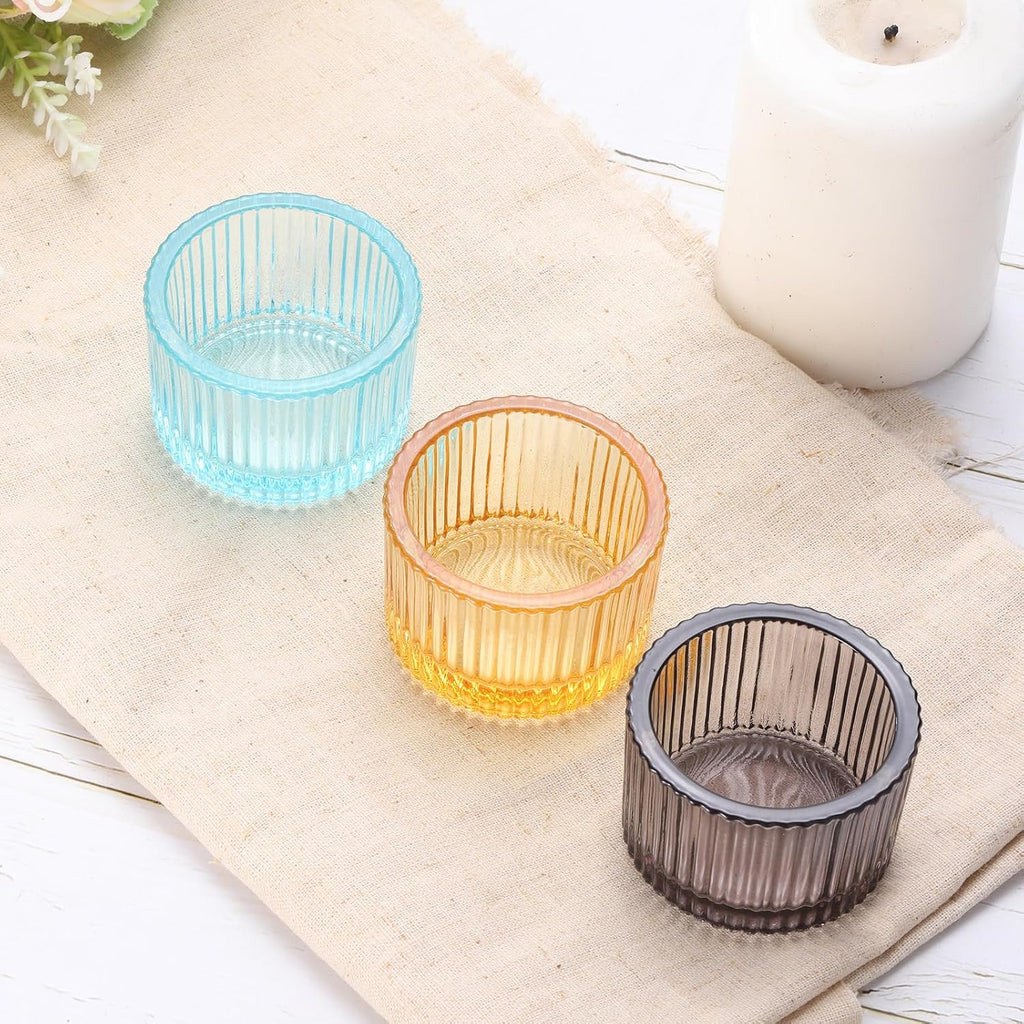PATIKIL 4 Pcs Tealight Candle Holder, Tea Lights Candle Holder Glass Votive Candle Holders Glass Candle Holders for Table Centerpiece Decor Wedding Dinner Party, Blue
