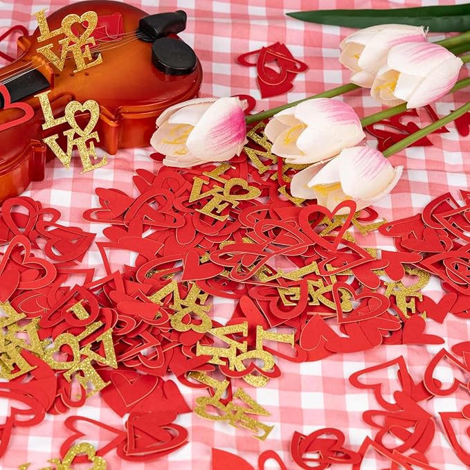 200 Pcs Red Heart Paper Confetti Love Confetti for Valentine's Day Wedding Baby Shower Birthday Party Table Decoration Supplies