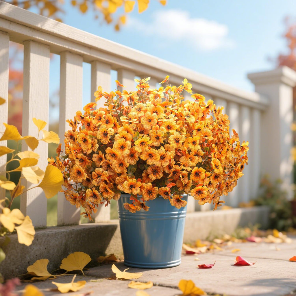 grunyia 16 bundles artificial fall flowers uv resistant showing dimensions