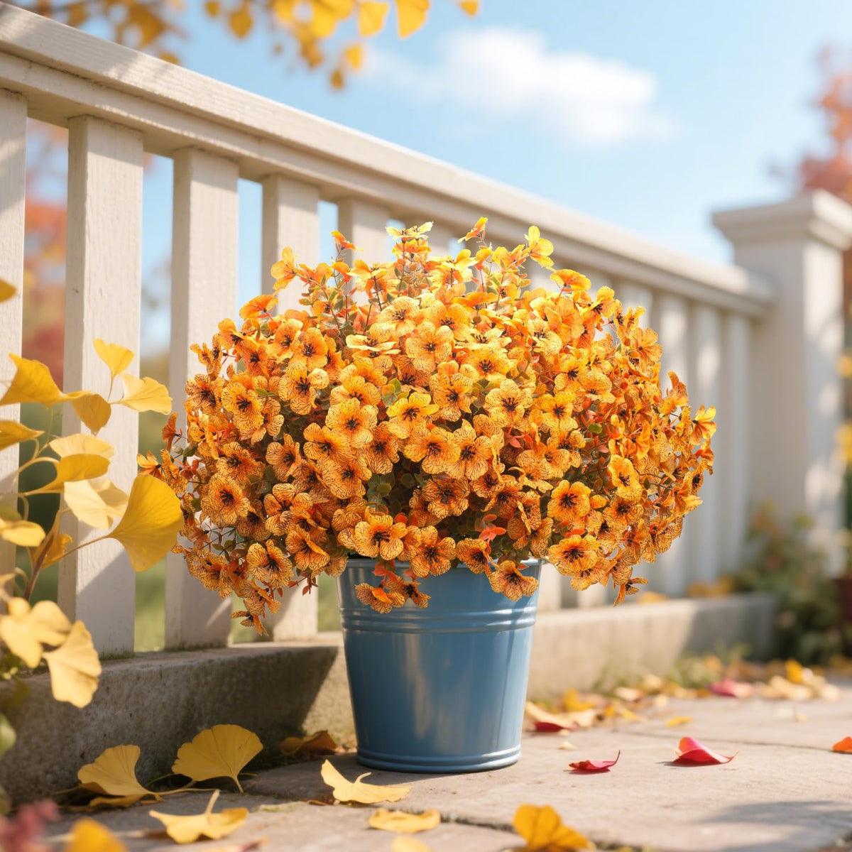 grunyia 16 bundles artificial fall flowers uv resistant showing dimensions