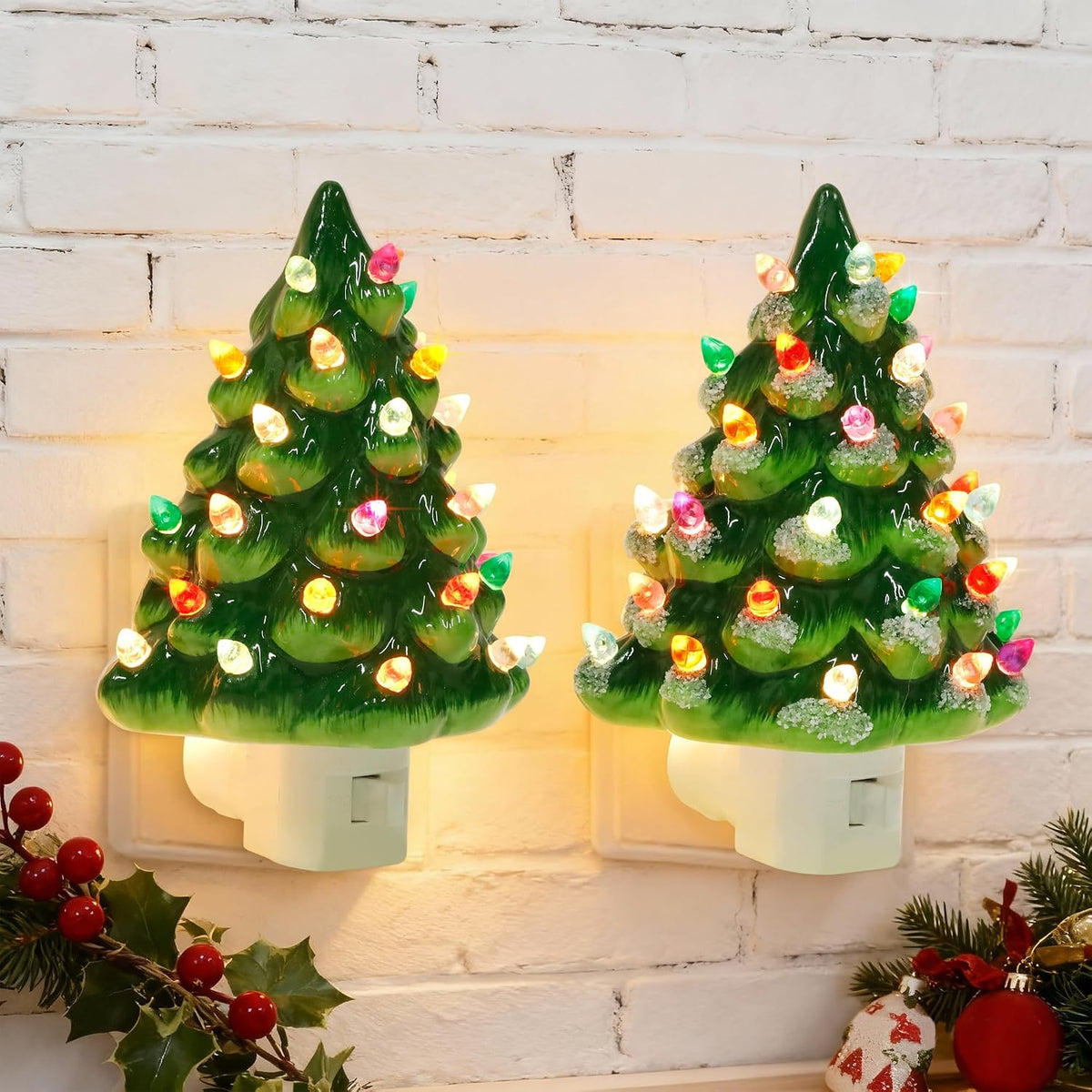 blissun christmas night light, ceramic tree decor 6, main product view