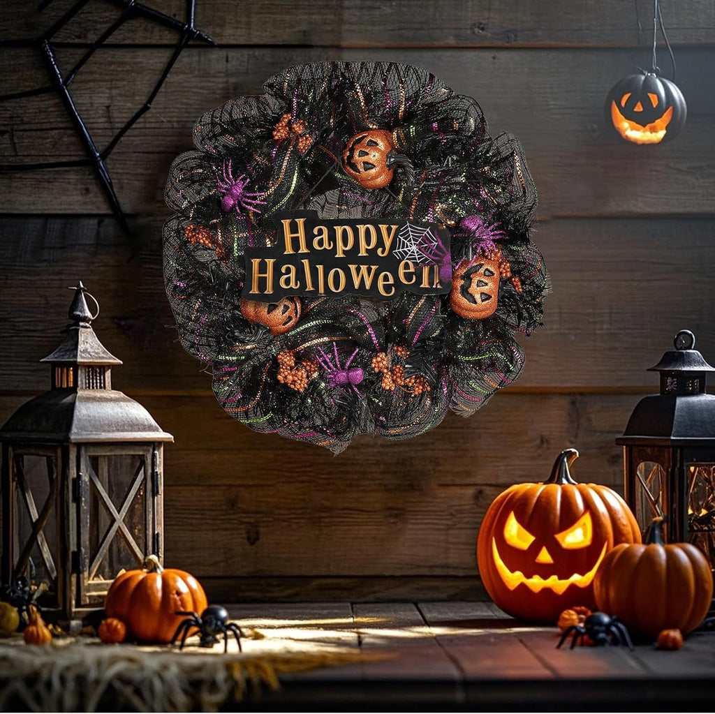 24 inch wreath, halloween wreath for front door, package contents