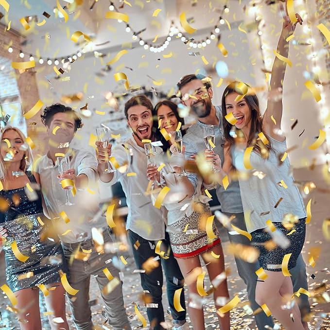 6 Pack Gold Confetti Cannon, Confetti Poppers,12 Inch Party Poppers Shooters for Birthdays, Graduation Celebration,Weddings, New Year's Eve, Christmas and Any Celebrations