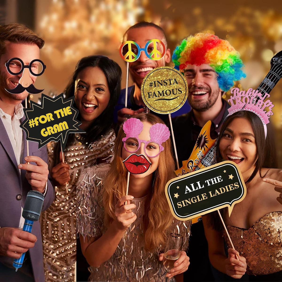 SOUL SHIFT 70 Pc Large Premium Photo Booth Props Set for All Occasions - Wedd...