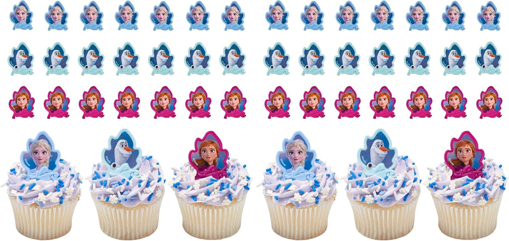 DecoPac Frozen II Rings, Cupcake Decorations Featuring Elsa, Anna, And Olaf For Birthday And Christmas Celebrations - 24 Count (Pack of 2)