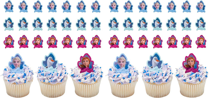 DecoPac Frozen II Rings, Cupcake Decorations Featuring Elsa, Anna, And Olaf For Birthday And Christmas Celebrations - 24 Count (Pack of 2)