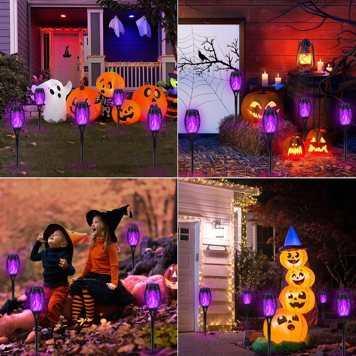 16Pack Purple Solar Halloween Lights for Halloween Decorations Outdoor