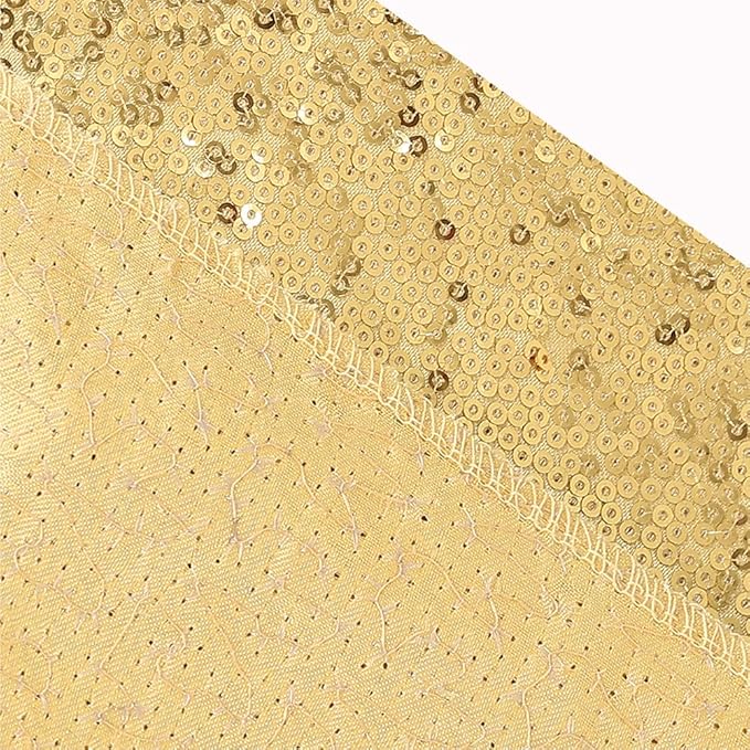 SquarePie Sequin Backdrop Curtain Not See Through Background for Wedding Party 7FT x 7FT Gold