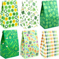 Fancy Land St Patrick's Day Paper Gift bag Shamrock Treat Bags Goodies Bags for Party Favors 24 Pack