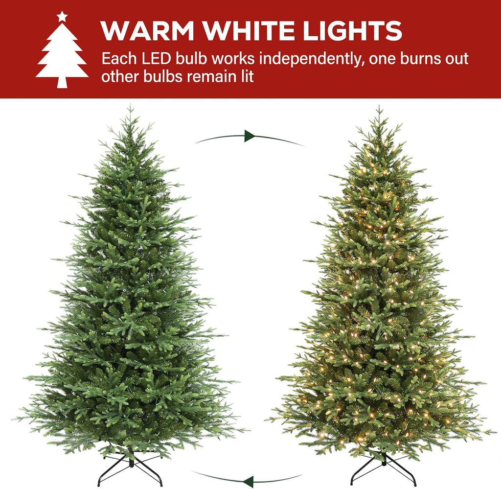 hykolity 7.5 ft prelit christmas tree with realistic, side view