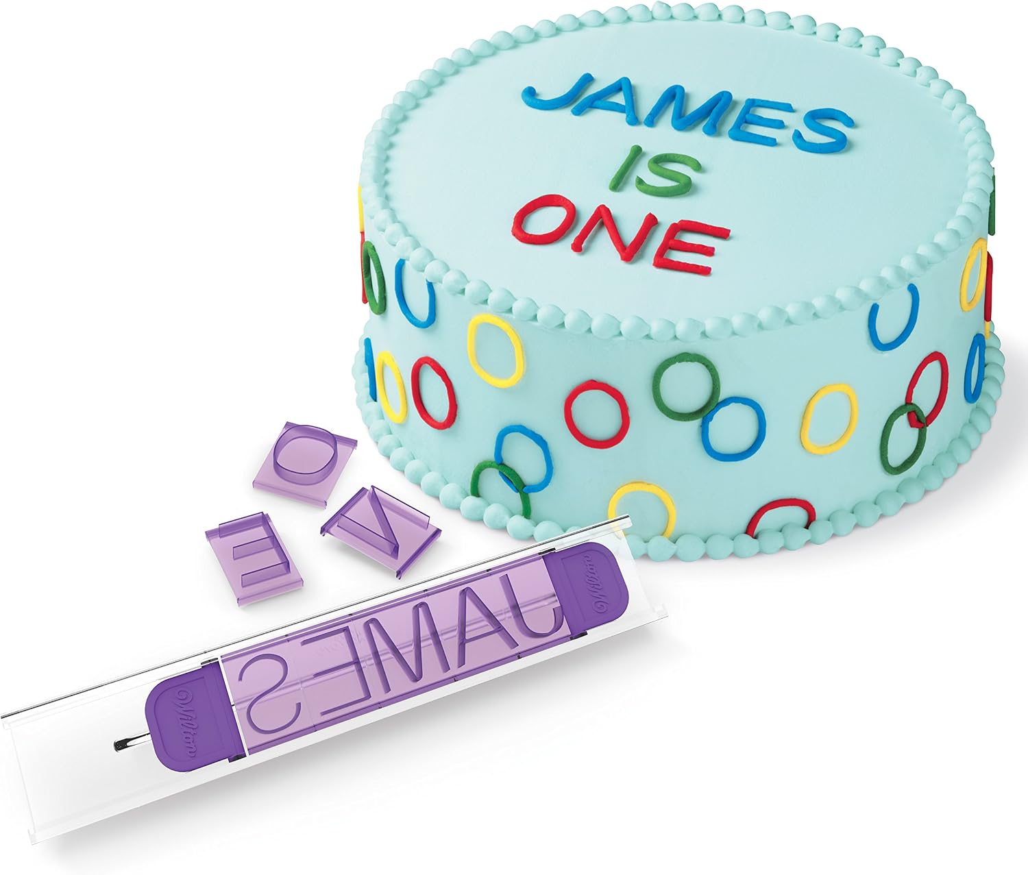Wilton Cake Letter and Number Press Set, Use on Fondant or Buttercream Frosting, Ideal for Decorating Personalized Birthday Cakes, Includes 1 Holder, 2 Locks, and 85 Assorted Tiles, Purple
