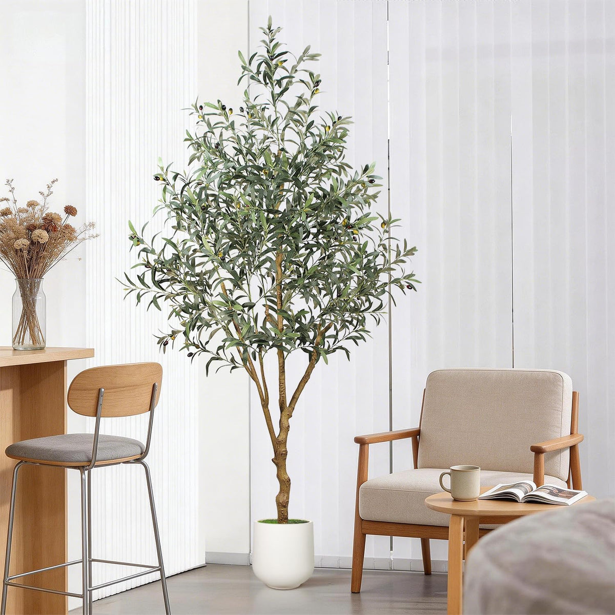 6ft olive trees artificial indoor - realistic artificial shown in use