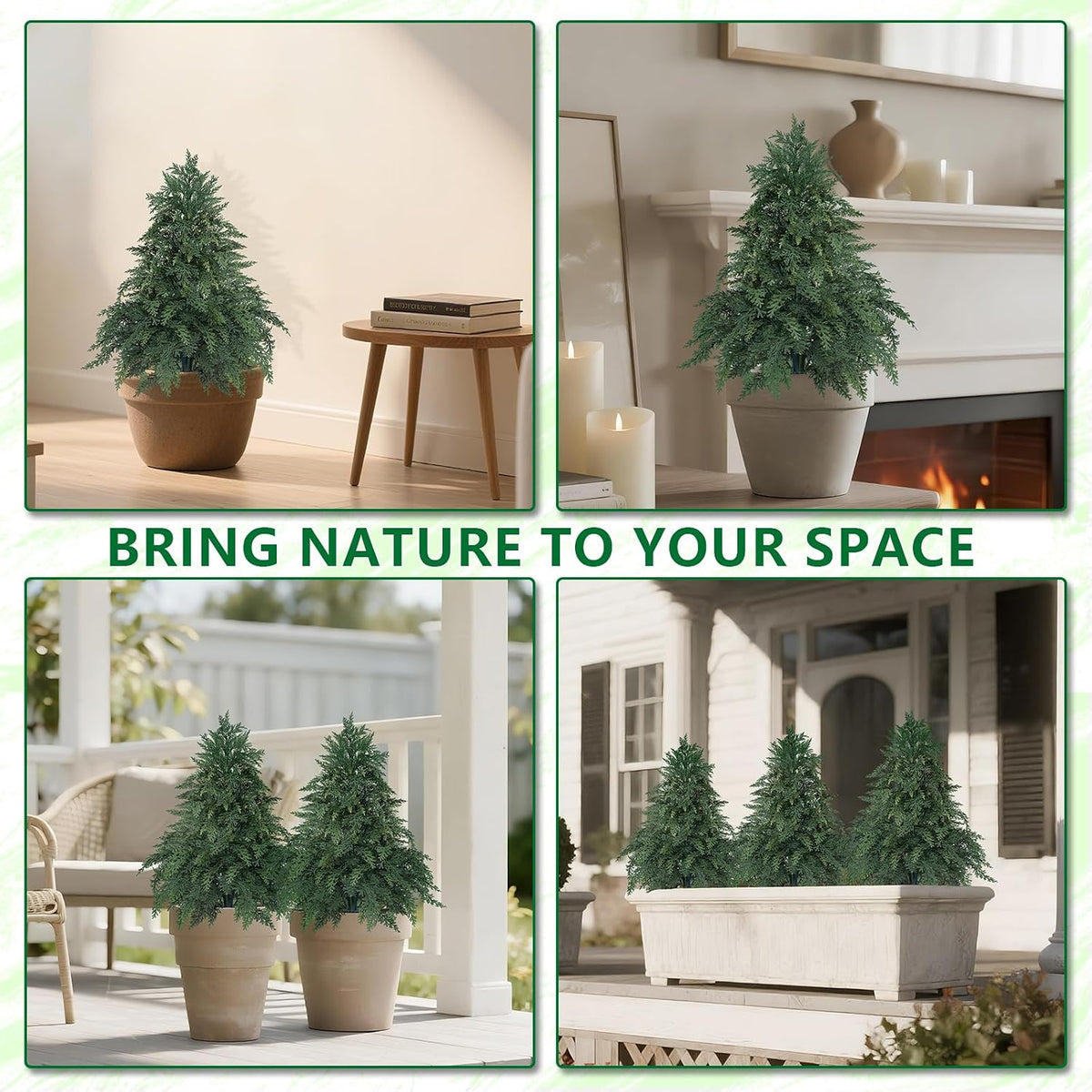 Grooy Set of 2 Artificial Topiary Cedar Trees with Ground Spike