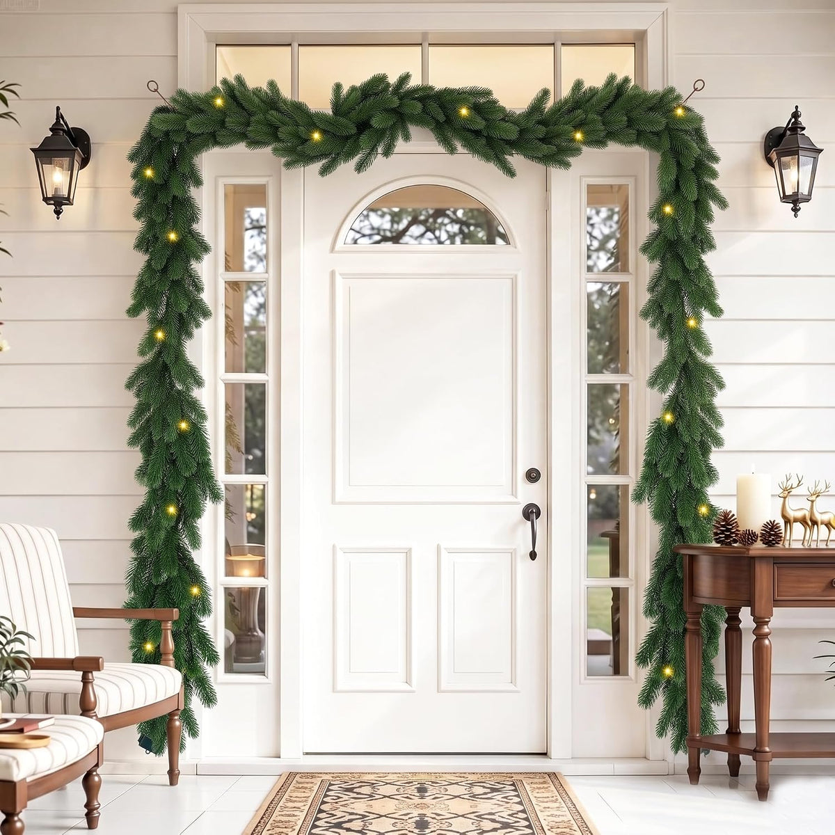 16ft 1pcs prelit realistic faux norfolk pine garland, main product view